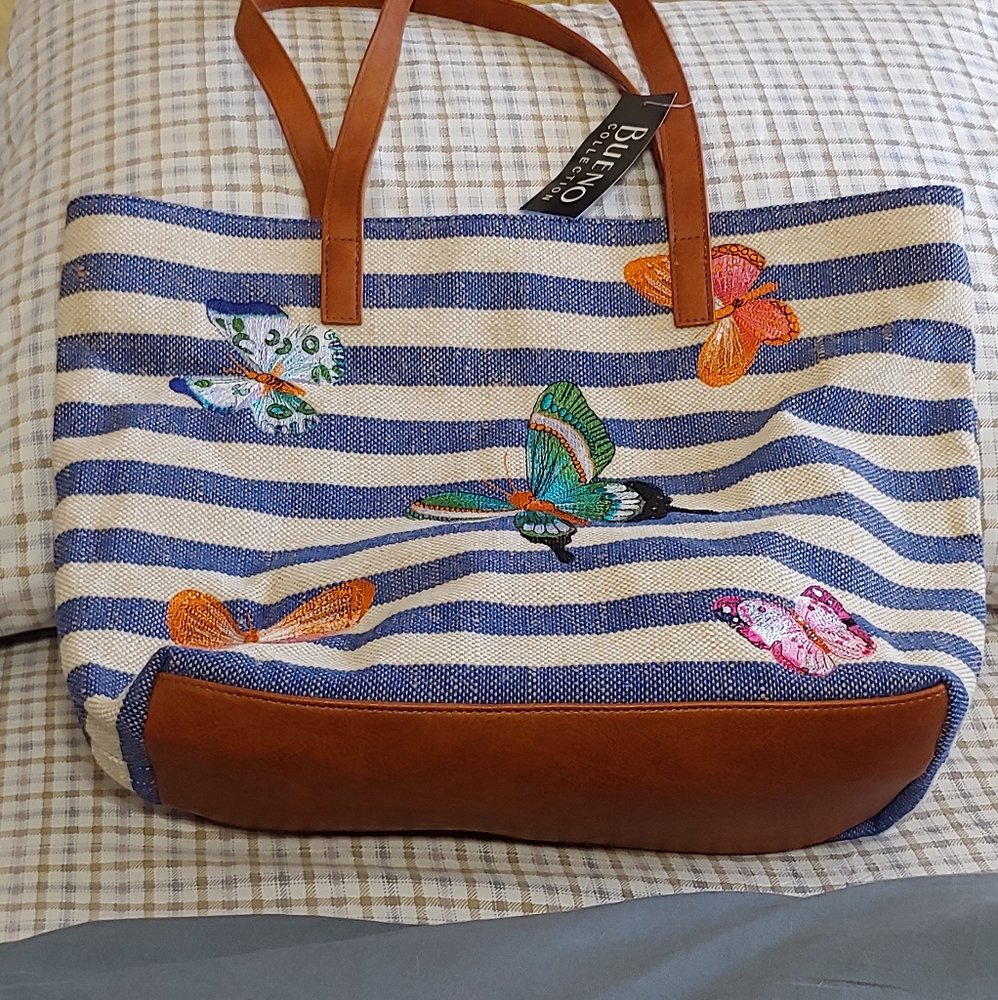 Bueno Embroidered Butterfly Tote